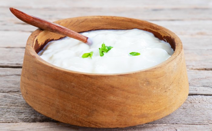 curd on wooden table